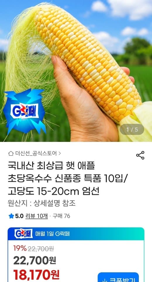 애플 초당옥수수 10입