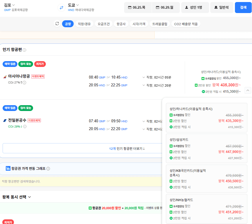 김포-도쿄 하네다 왕복
