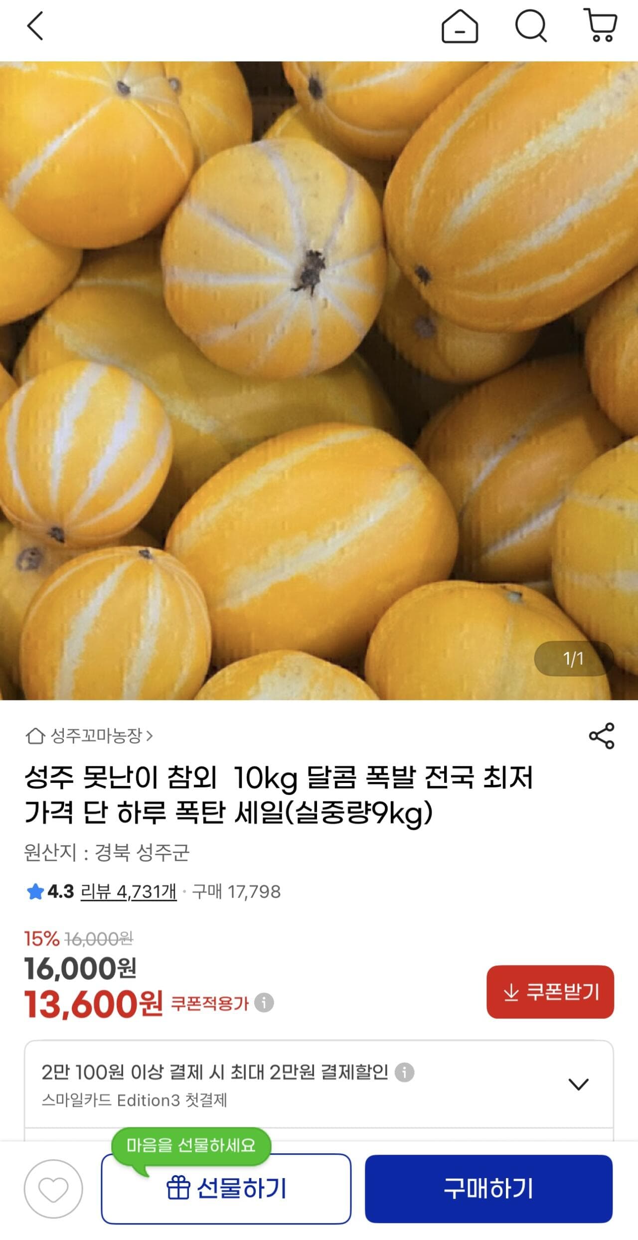 성주참외 10kg