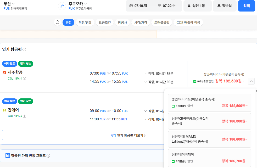 부산-후쿠오카 왕복 7/19~22