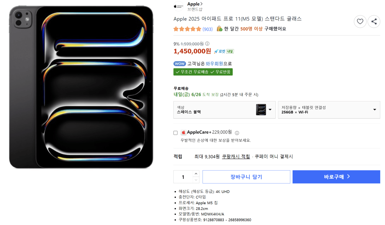 iPad Pro M5 11인치 256GB