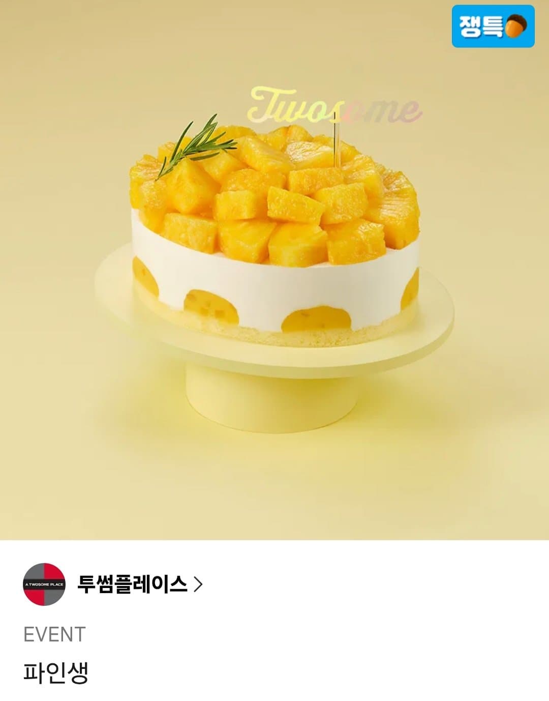 투썸플레이스 파인생 케이크