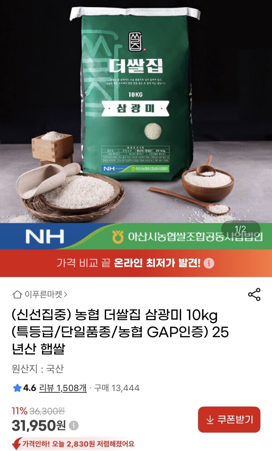 농협 삼광미 10kg 햅쌀