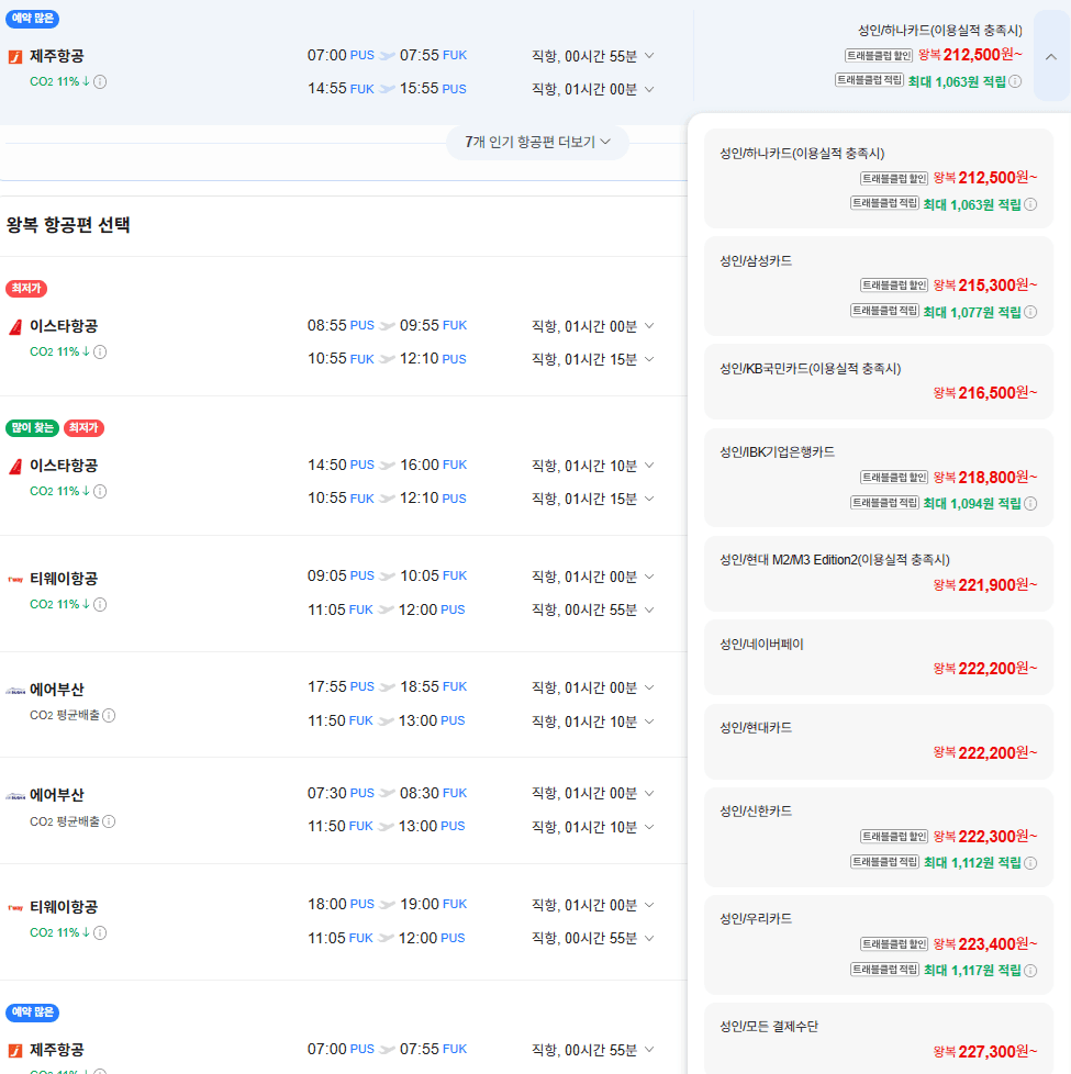 부산-후쿠오카 왕복 항공권