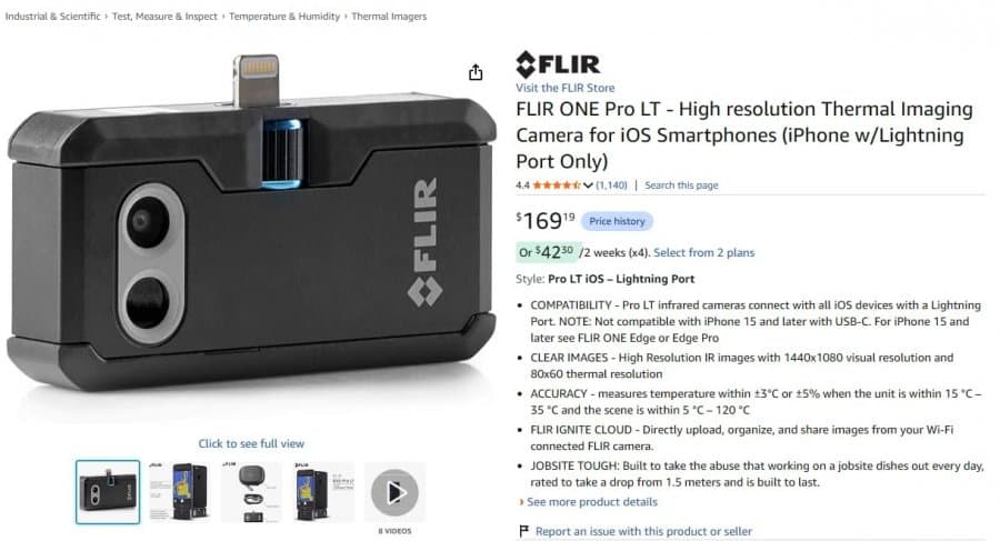 FLIR ONE Pro LT 아이폰용 열화상
