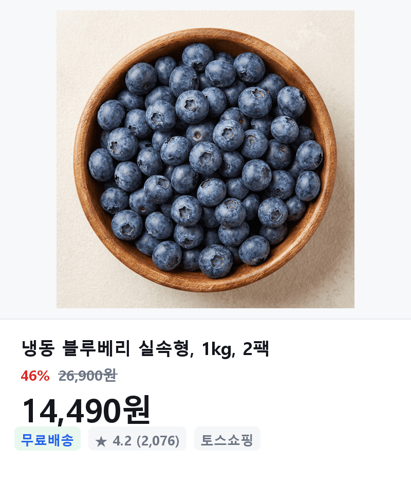 냉동 블루베리 1kg 2팩