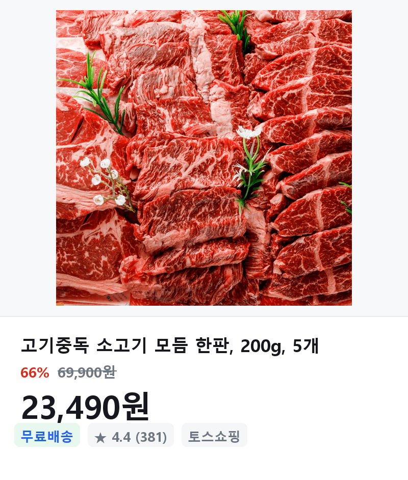 고기중독 소고기 모듬 한판