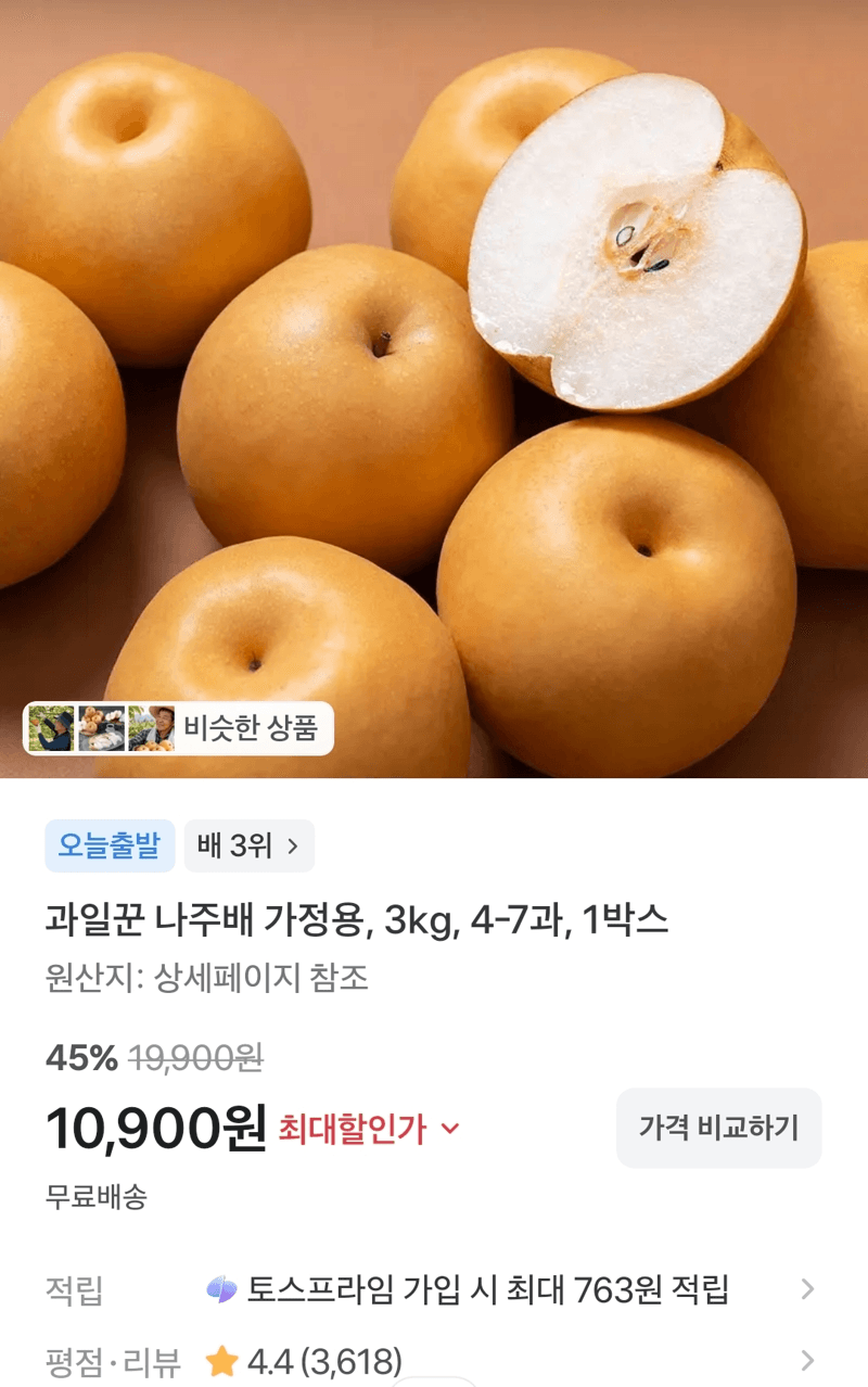 과일꾼 나주배 3kg