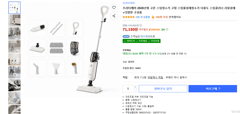 프리티케어 고온 스팀청소기