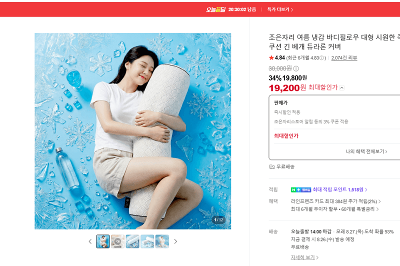 조은자리 냉감 바디필로우 대형