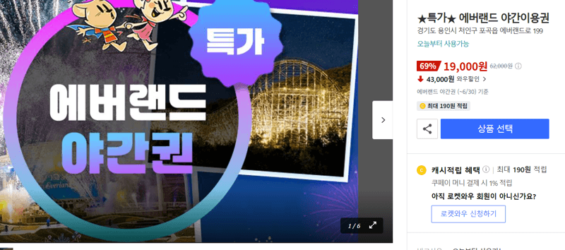 에버랜드 야간이용권