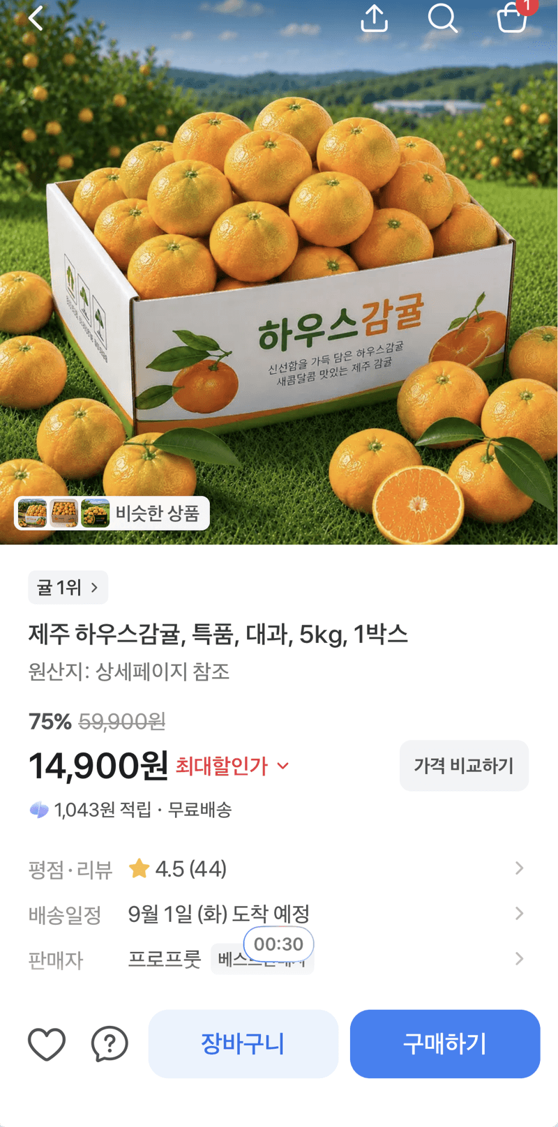 제주 하우스감귤 대과 5kg