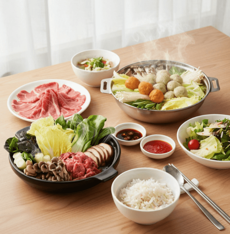채선당 소고기 샤브샤브+굴림만두전골