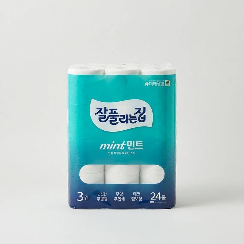 잘풀리는집 민트 3겹 화장지 24롤 27m 3팩