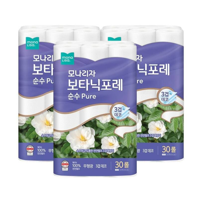 모나리자 보타닉포레 순수 3겹 27m 30롤 3팩