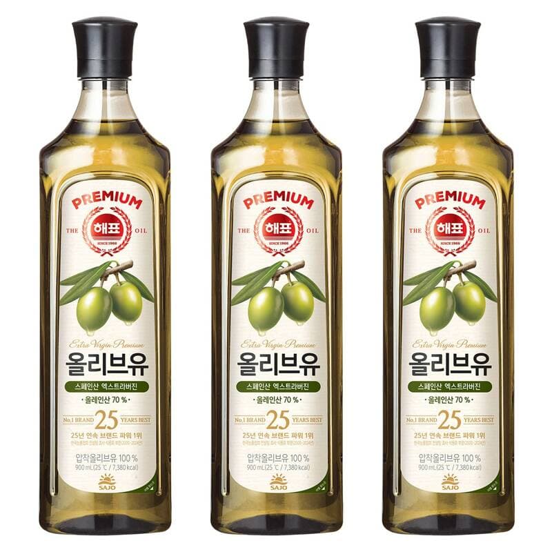 해표 엑스트라버진 올리브유 900ml 3개