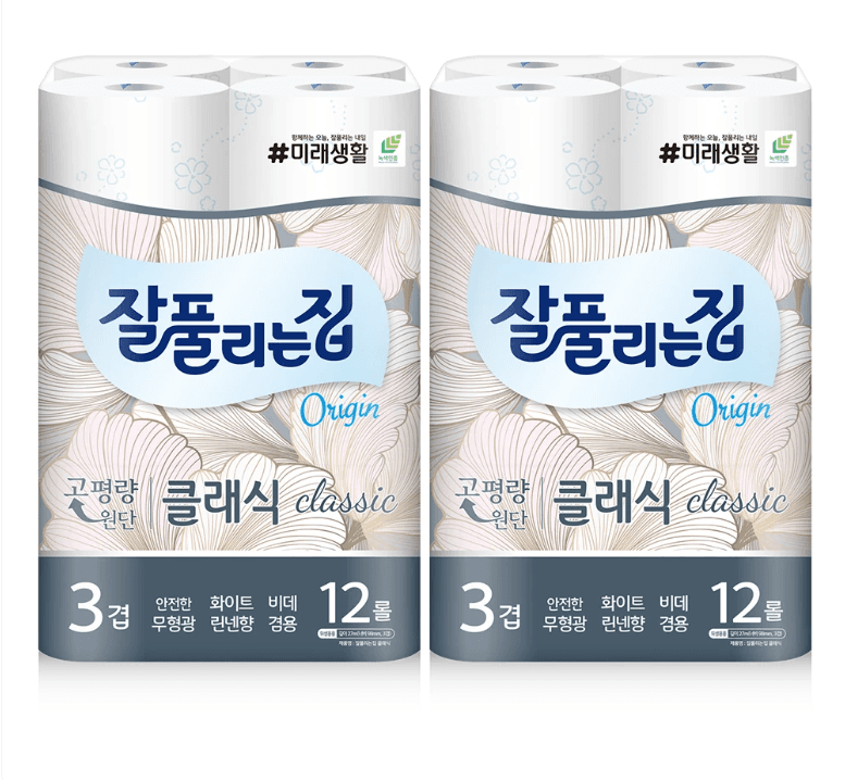 잘풀리는집 무형광 화장지 클래식 12롤 2팩