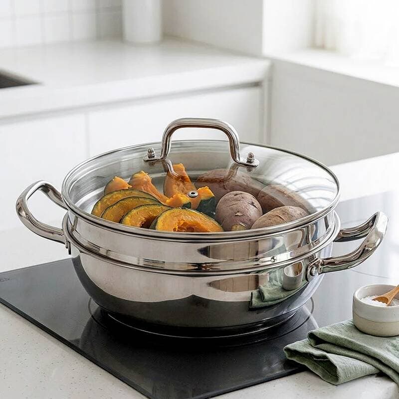 Homepower All-Stainless Induction 2-Tier Steamer 28cm