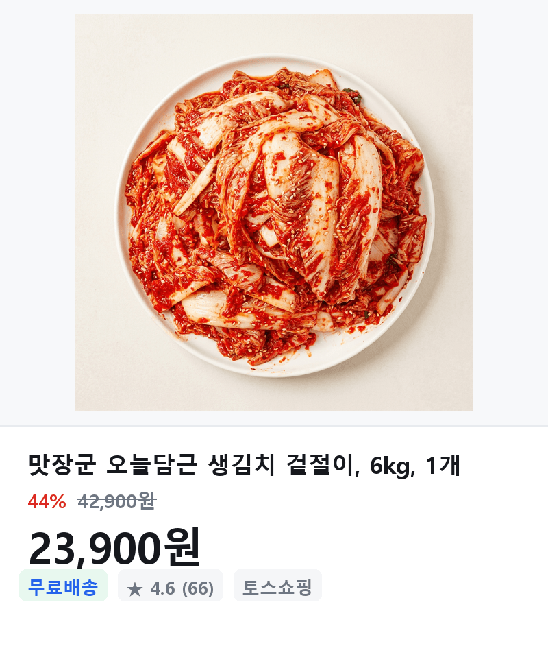 맛장군 오늘담근 생김치 겉절이 6kg