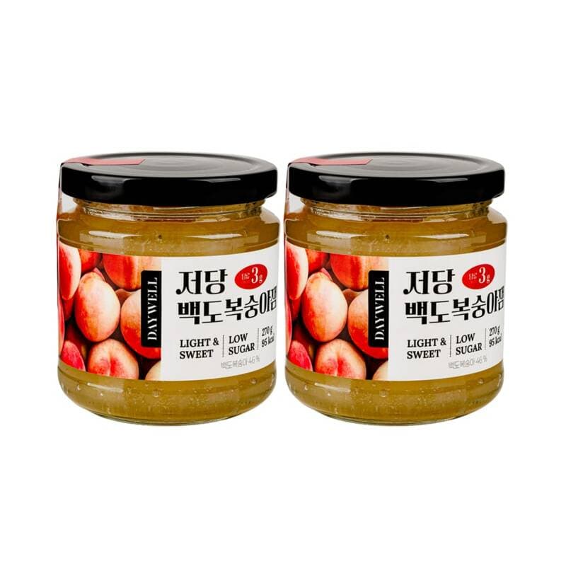 데이웰 저당 저칼로리 백도복숭아잼 270g 2개
