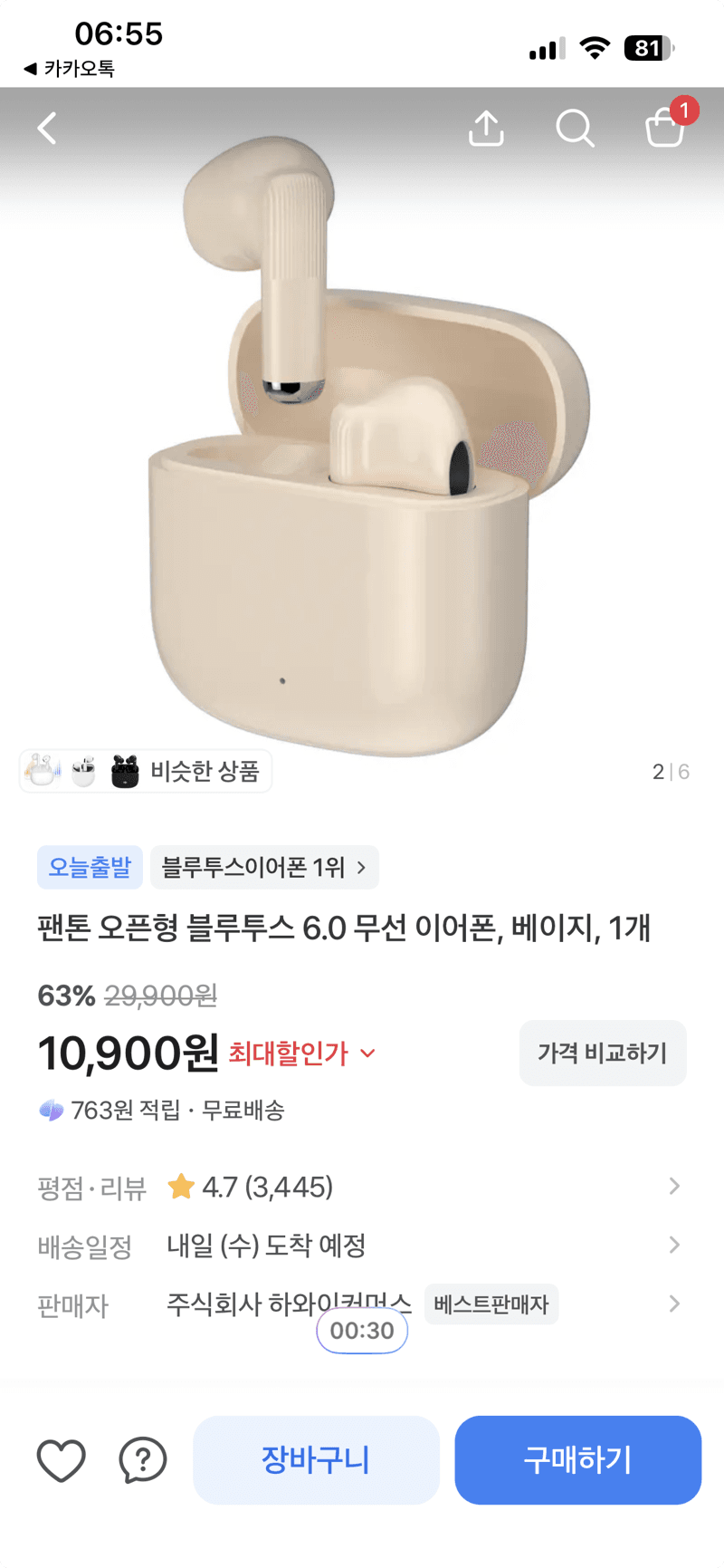팬톤 오픈형 블루투스 6.0 무선 이어폰