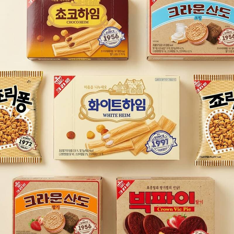 크라운제과 레트로 6종 과자 간식세트