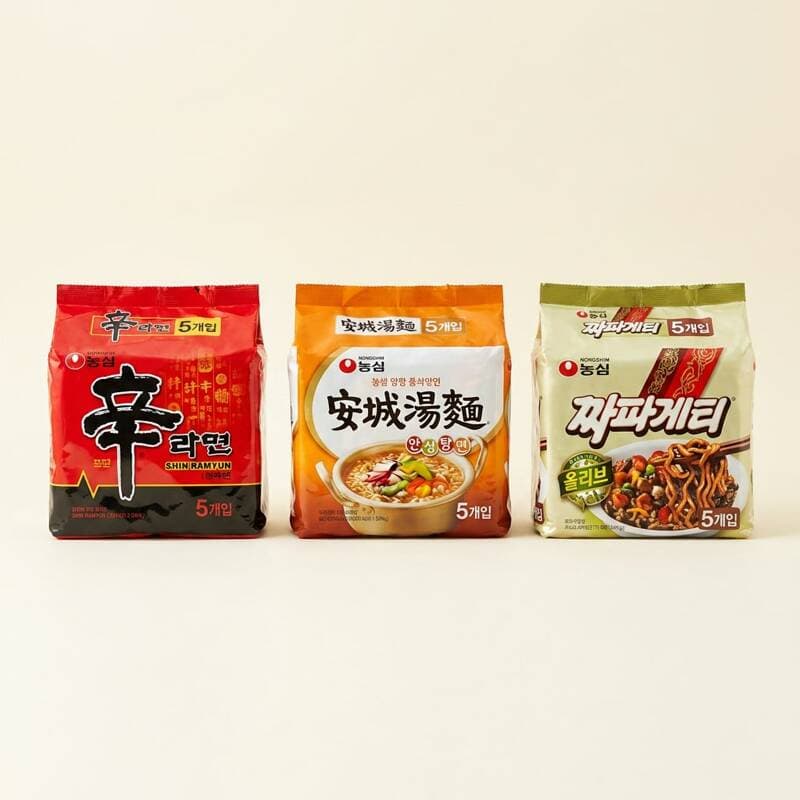 농심 신라면/안성탕면/너구리/짜파게티 각5개