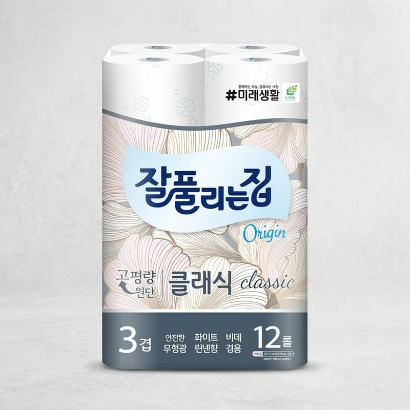 잘풀리는집 무형광 화장지 클래식 3겹 27m 12롤
