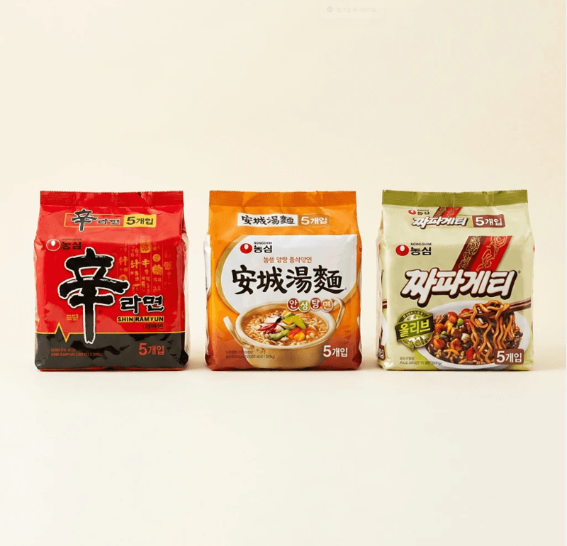 농심 신라면/안성탕면/너구리/짜파게티 5개씩