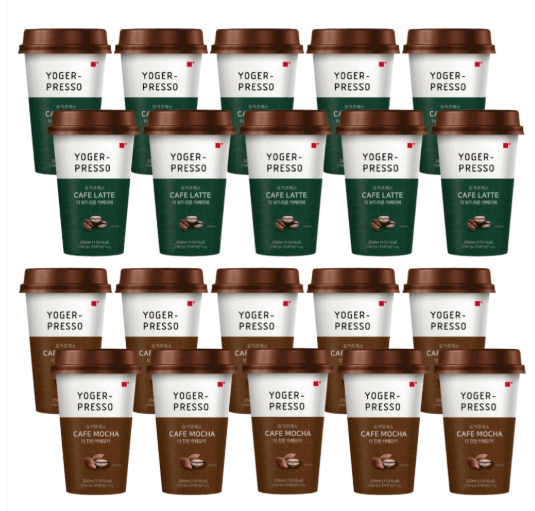 요거프레소 컵커피 카페라떼+모카 200ml 20개