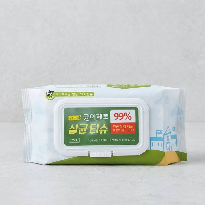 균이제로 살균 손소독티슈 75매×5팩
