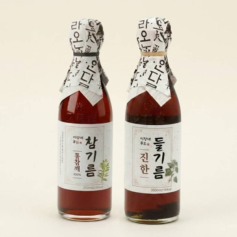 이장네푸드 통참깨 참기름+들기름 350ml 2병