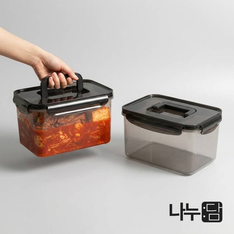 블랙 손잡이 김치통 밀폐용기 2100ml 3개