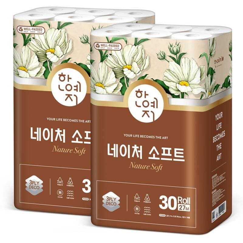 한예지 네이처 소프트 3겹 화장지 27m 60롤
