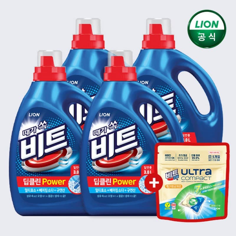 비트 딥클린 파워세탁 액체 세탁세제 3L 4개