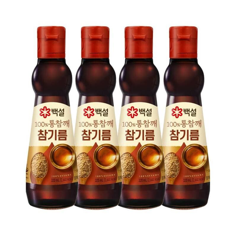 백설 백퍼센트 통참깨 참기름 320ml 4개