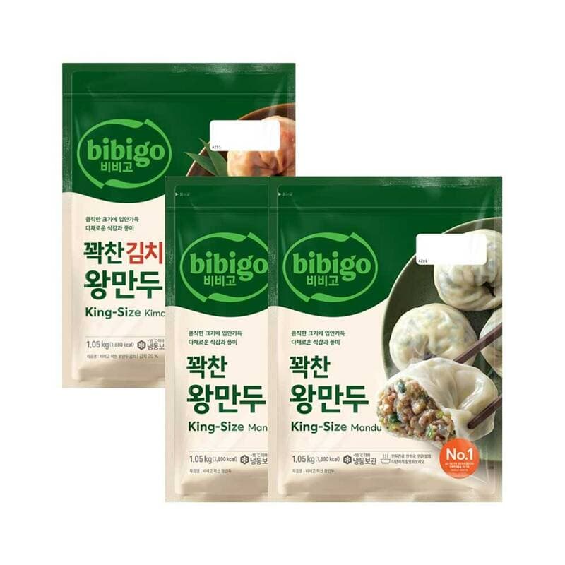 비비고 꽉찬 고기 왕만두 1.05kg 2개+김치