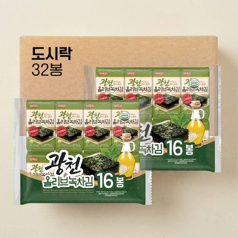 삼육김 광천 올리브 녹차김 4g×16봉 2개
