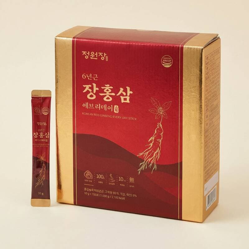 6-Year-Root Korean Red Ginseng Every Day Stick, 100 Sticks