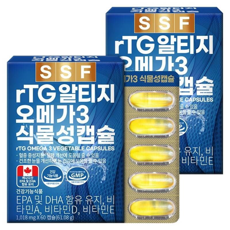 순수식품 rTG 오메가3 식물성캡슐 60캡슐 2박스