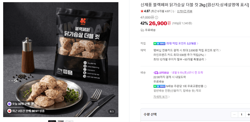 Black Pepper Chicken Breast Double Cut 2kg