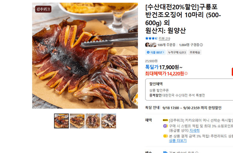 구룡포 반건조오징어 10마리
