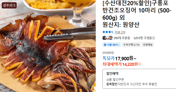 구룡포 반건조오징어 10마리
