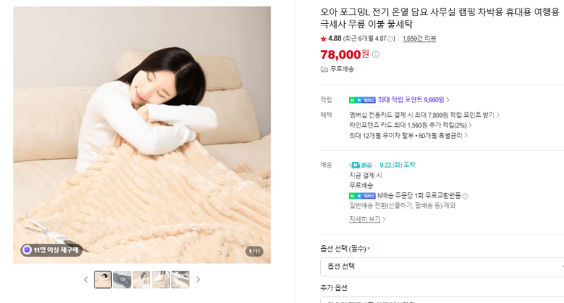 오아 포그밍L 전기 온열 담요