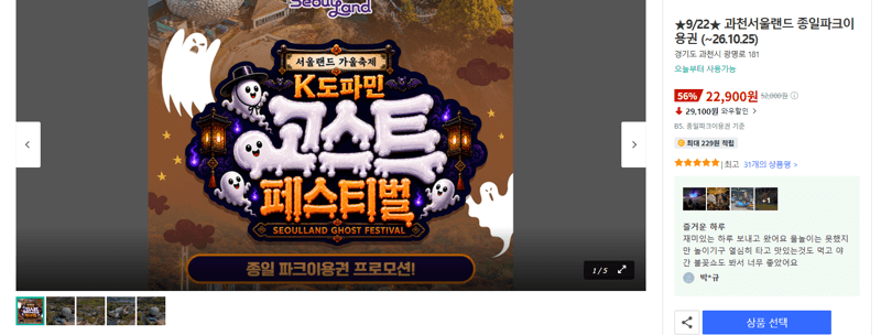 과천서울랜드 종일파크이용권