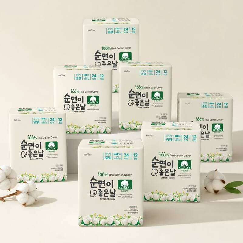 샐리의법칙 순면이좋은날 생리대 중형 12매 7팩