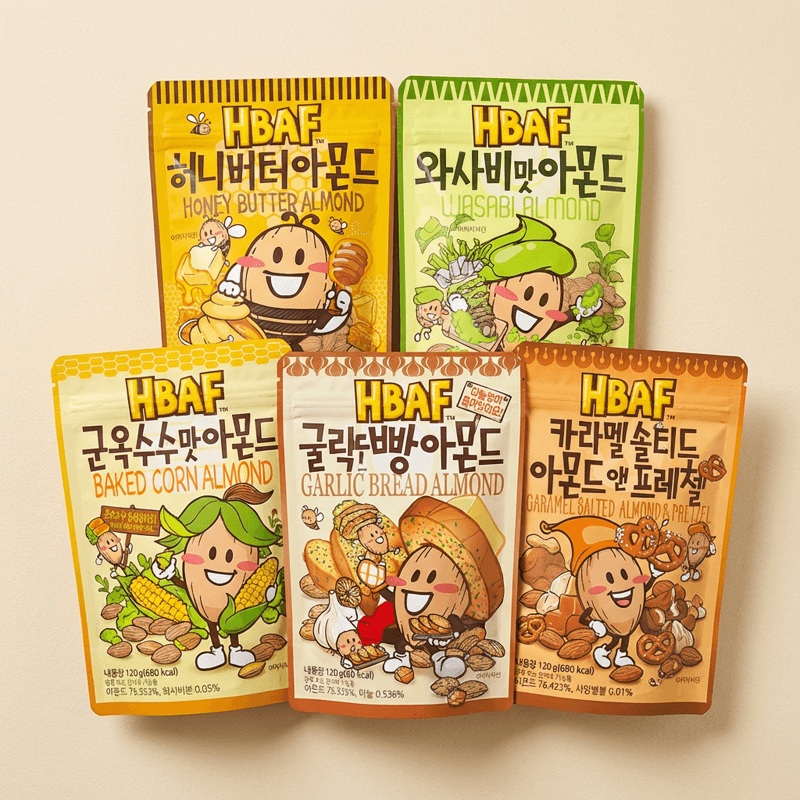 HBAF 시즈닝 아몬드 5종 세트 120g