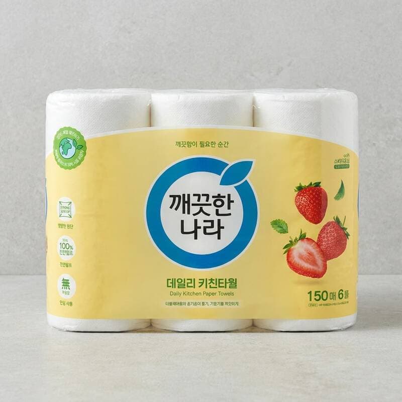깨끗한나라 데일리 키친타월 150매 6롤
