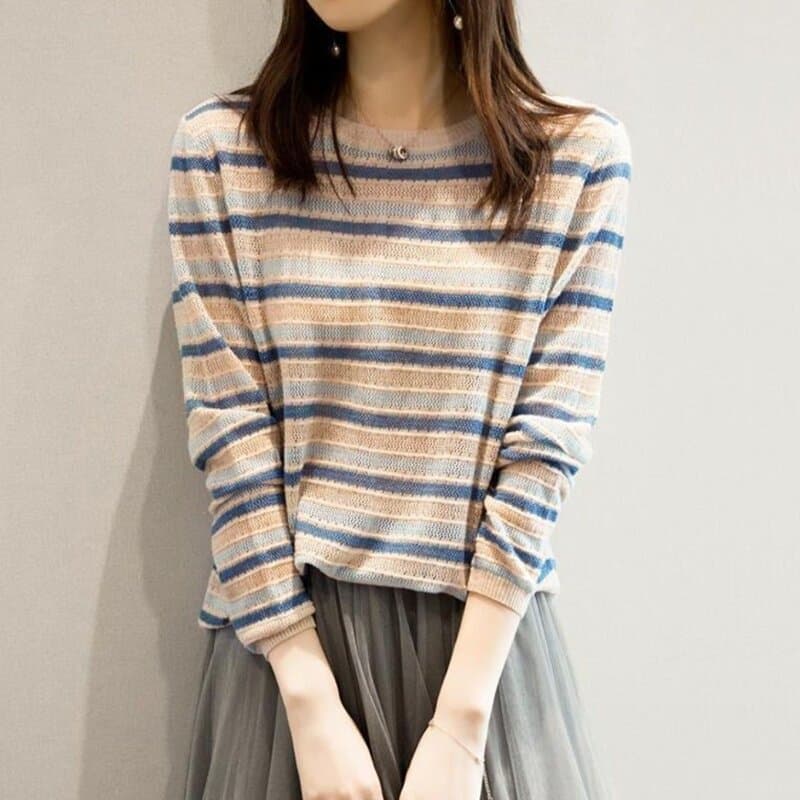 에이시크 데일리 스트라이프 니트 티셔츠