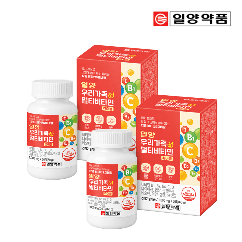 일양약품 우리가족 멀티비타민 사과맛 60개x2